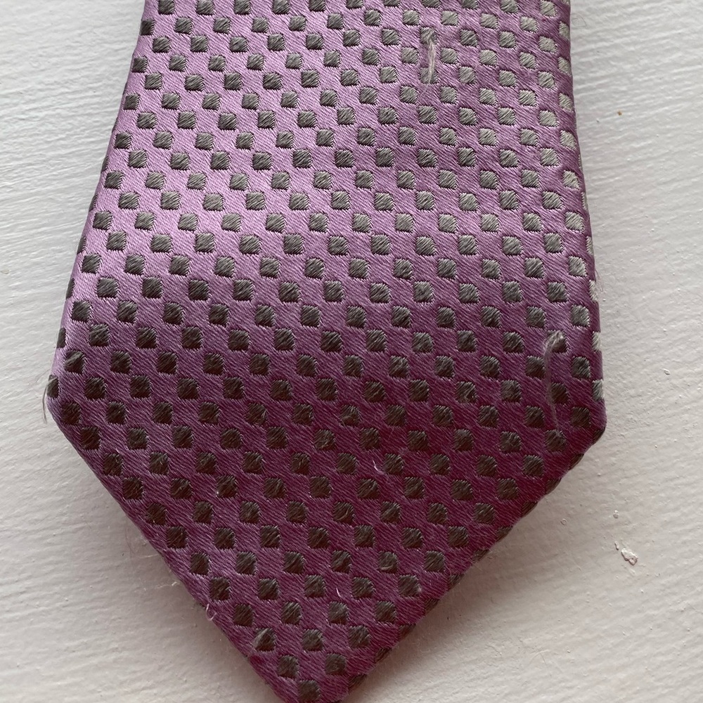 Charvet Men's Lavender Pink Silk Tie Woven Square Pattern